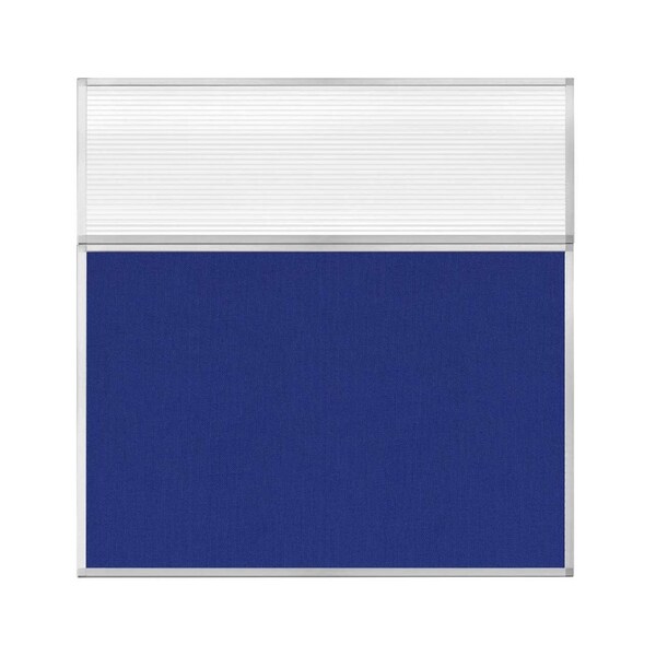 Hush Panel Configurable Cubicle Partition 6' x 6' W/ Window Royal Blue Fabric Clear Fluted Window